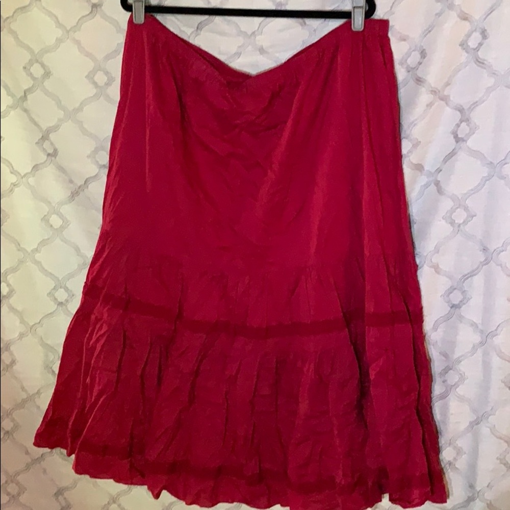Elastic waist- Red ruffled maxi skirt
